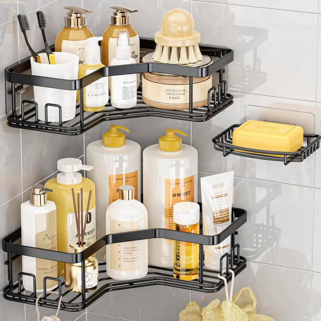 Premium Adhesive Shower Caddy Organizer Set 3 Pack / 5 Pack Rustproof Stainless Steel Bathroom Storage Shelf