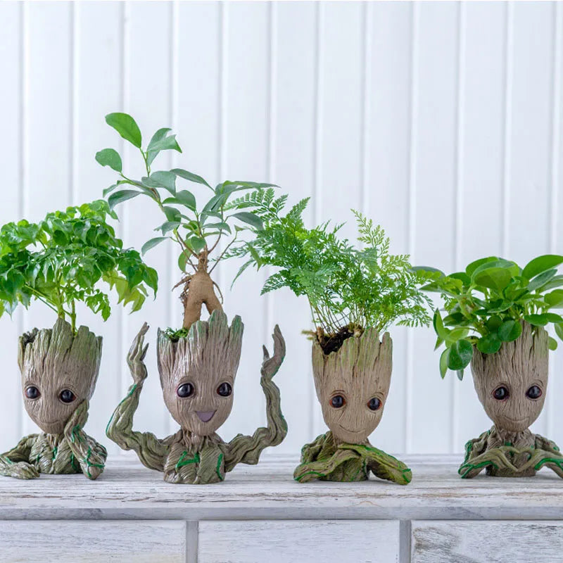 Mini Groot Figurine Home Decor Cartoon Tree Man Desk Ornament Creative Plant Holder Gift