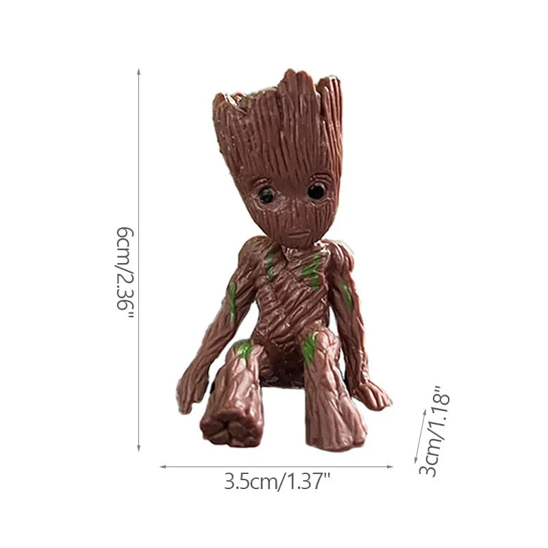 Mini Groot Figurine Home Decor Cartoon Tree Man Desk Ornament Creative Plant Holder Gift