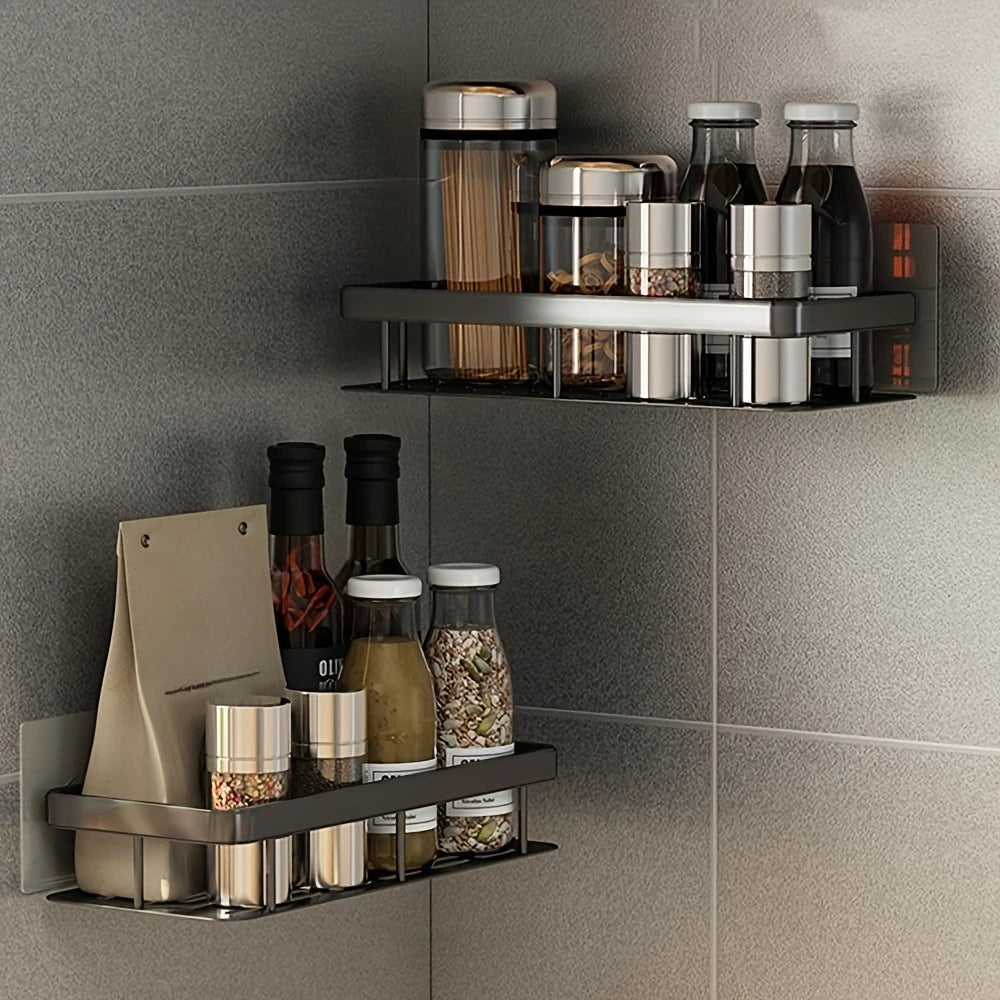 Wall Mounted Shower Rack Large Capacity No Drilling for Bathroom Kitchen Space Saving Easy Install Store Toiletries Cosmetics