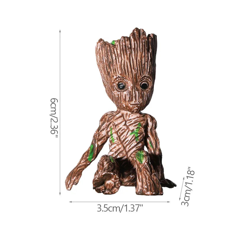 Mini Groot Figurine Home Decor Cartoon Tree Man Desk Ornament Creative Plant Holder Gift