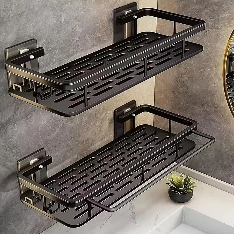 Wall Mounted Shower Rack Large Capacity No Drilling for Bathroom Kitchen Space Saving Easy Install Store Toiletries Cosmetics