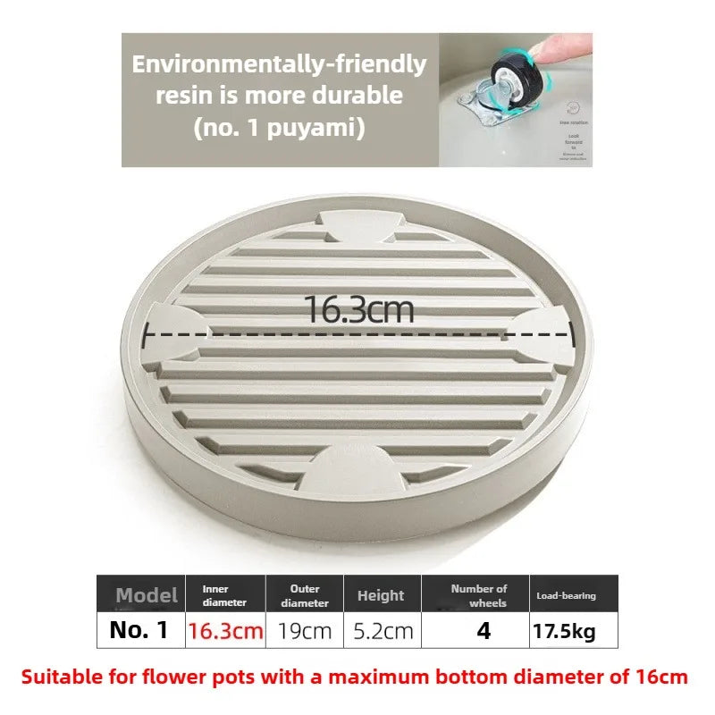 ABS Thicken Flowerpot Tray Bottom Pad Plastic Stable Universal Mobile Tray Universal Wheel Bottom Support Flowerpot Base Garden