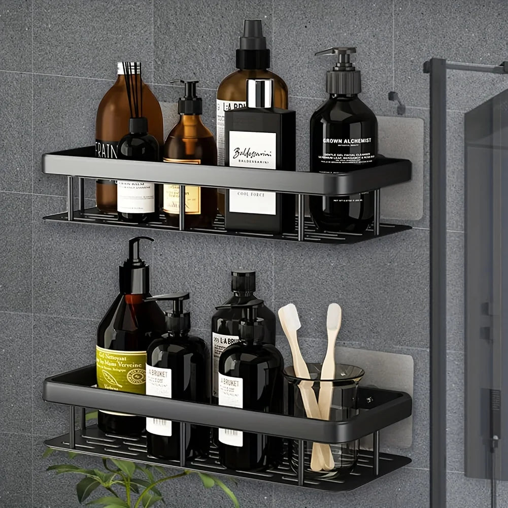 Wall Mounted Shower Rack Large Capacity No Drilling for Bathroom Kitchen Space Saving Easy Install Store Toiletries Cosmetics