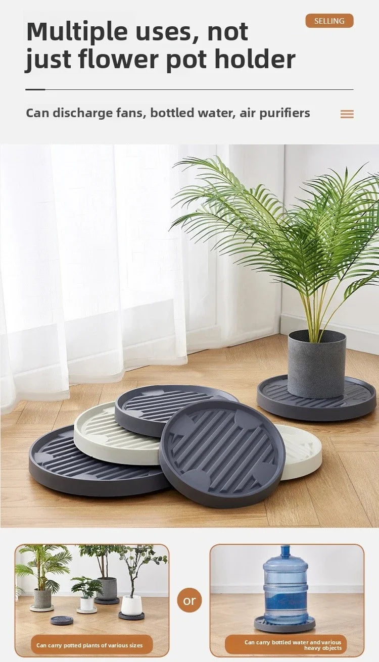 ABS Thicken Flowerpot Tray Bottom Pad Plastic Stable Universal Mobile Tray Universal Wheel Bottom Support Flowerpot Base Garden