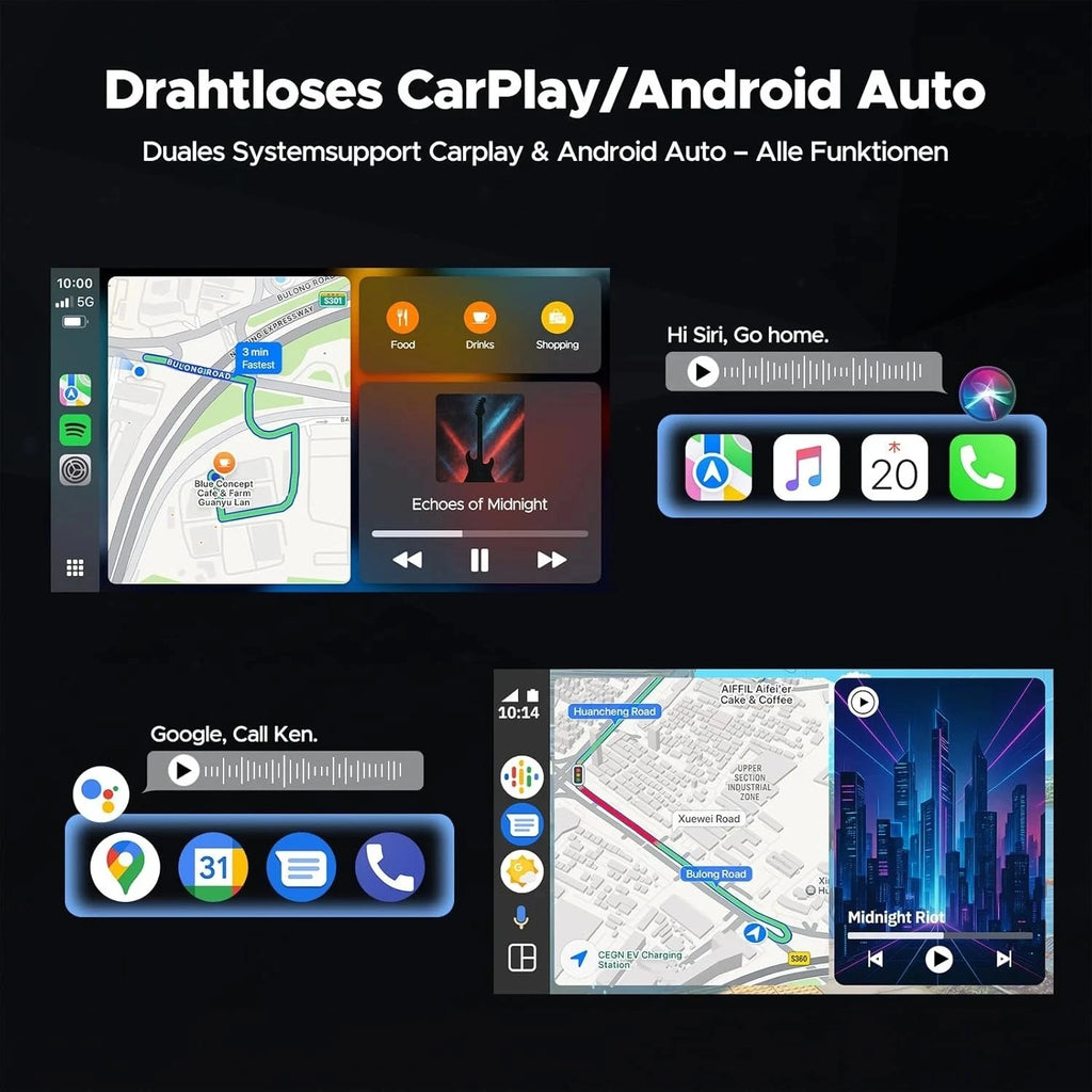 Ottocast AI 11.4 Inch Wireless CarPlay Screen Android 15 Smart Car Display with GPS and Split Screen
