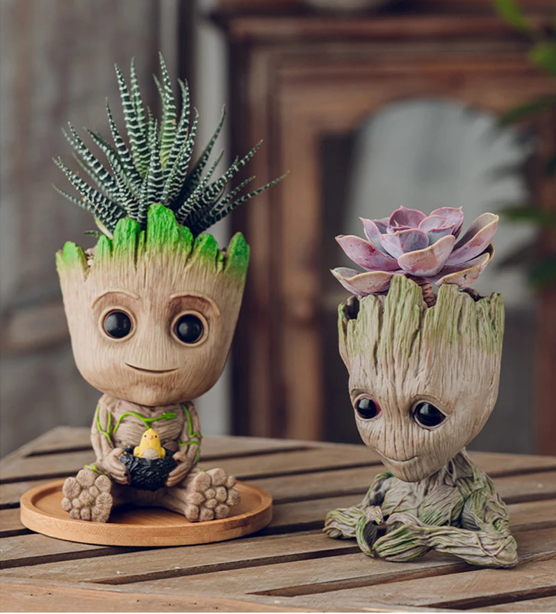Mini Groot Figurine Home Decor Cartoon Tree Man Desk Ornament Creative Plant Holder Gift