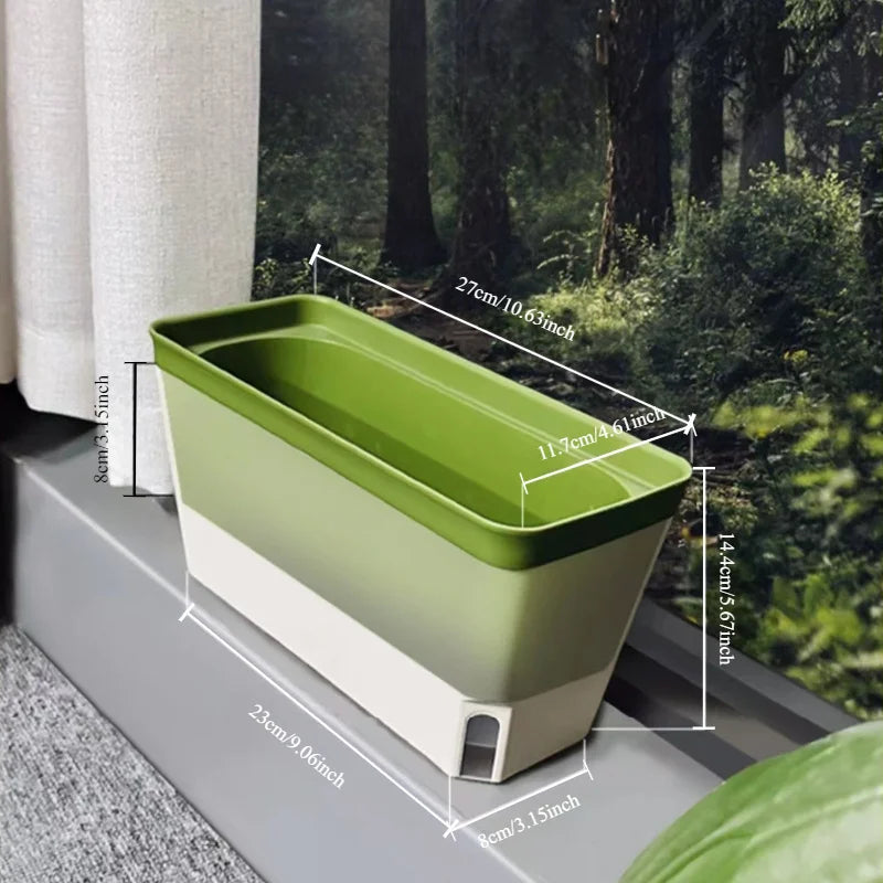 Self-Watering Windowsill Planter Kit – Modern Indoor Herb Garden with Water Level Indicator