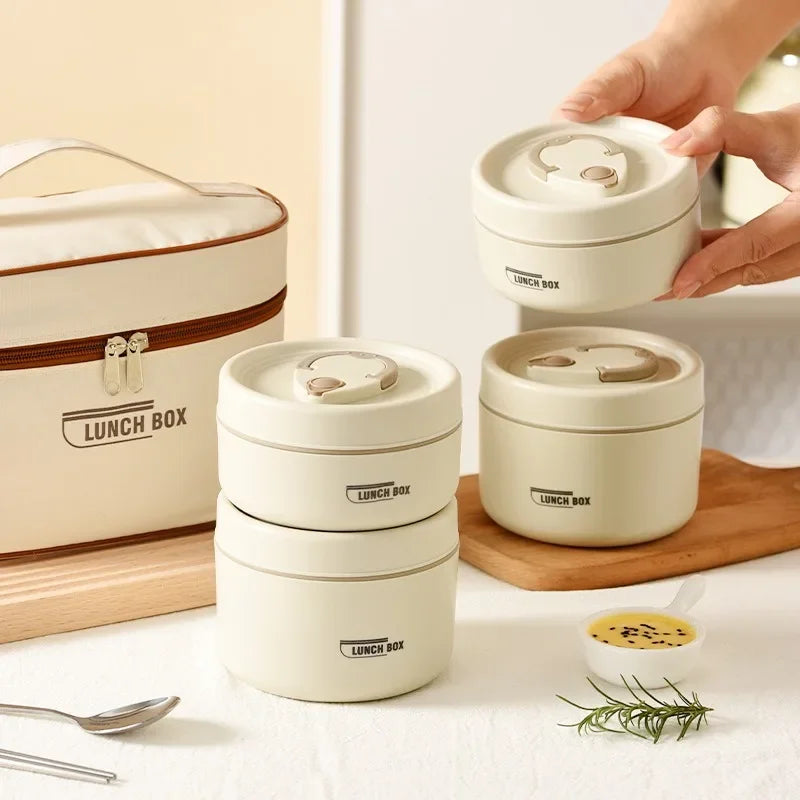 304 Stainless Steel Insulated Lunch Box Stackable Leakproof Bento Container Microwave Safe Food Storage