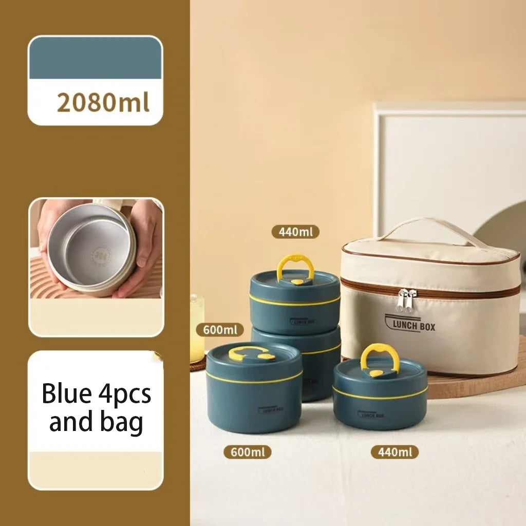 304 Stainless Steel Insulated Lunch Box Stackable Leakproof Bento Container Microwave Safe Food Storage