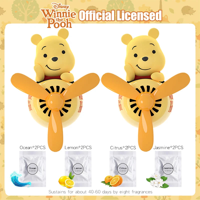 Winnie the Pooh Pilot Car Air Freshener Cute Cartoon Vent Clip Fragrance Diffuser Interior Decoration