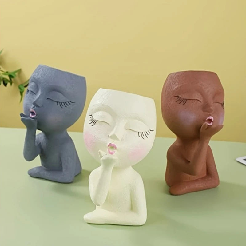 Creative Doll Resin Flower Pot Human Head Succulent Planter