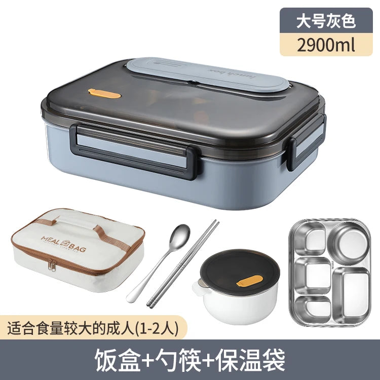 Stainless Steel Kids Lunch Box Compartment Bento Container Insulated Food Storage with Bag for School