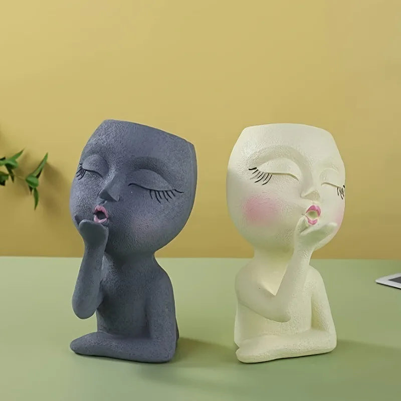 Creative Doll Resin Flower Pot Human Head Succulent Planter
