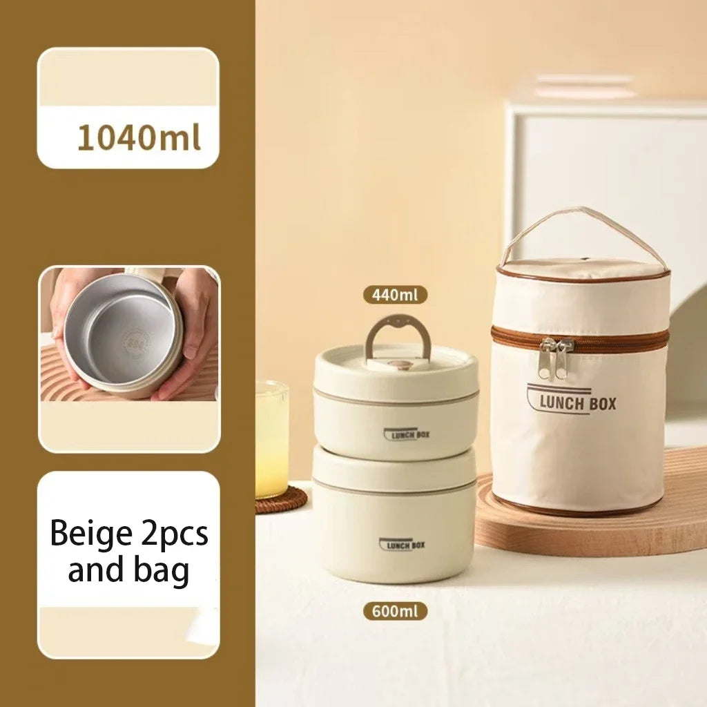 304 Stainless Steel Insulated Lunch Box Stackable Leakproof Bento Container Microwave Safe Food Storage