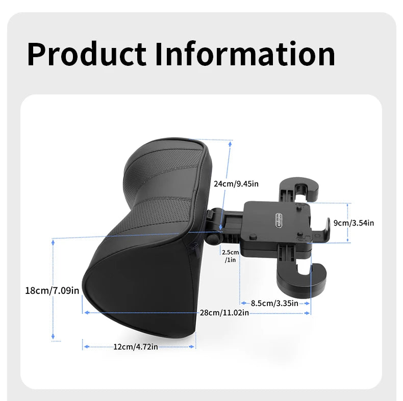 Leather Car Headrest Pillow Memory Foam Neck Support Cushion Adjustable Auto Accessory
