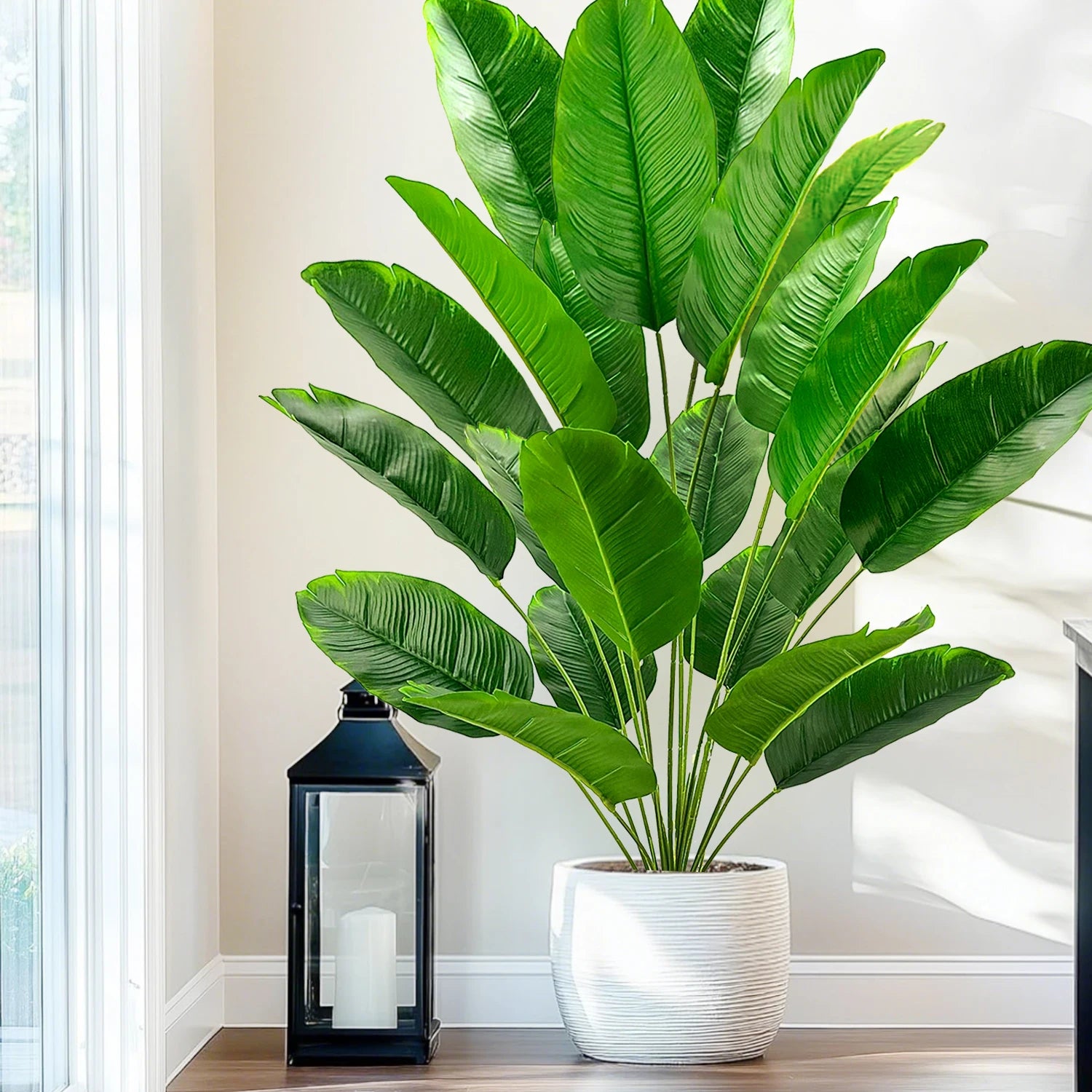 Large Artificial Tropical Palm Tree Banana Plant Real Touch Strelitzia Reginae Fake Plant for Home Garden Decor