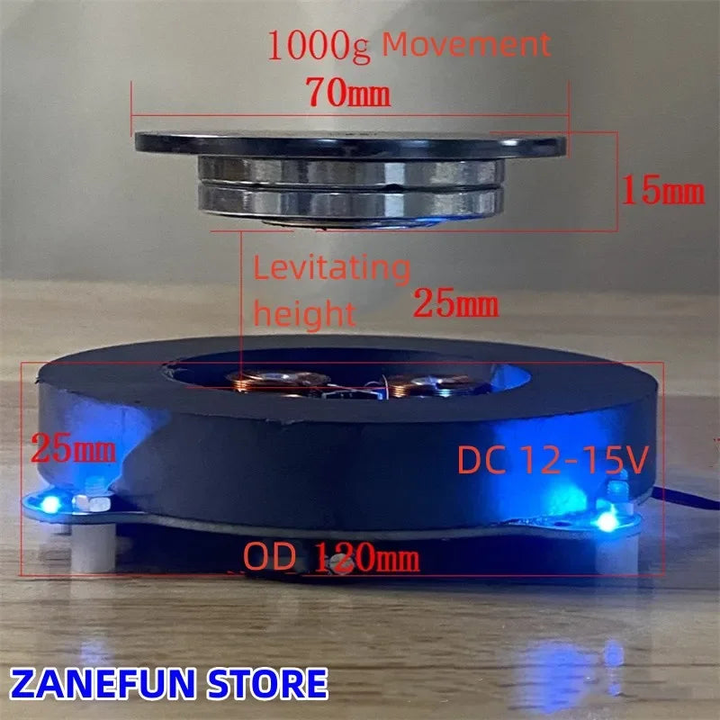 Magnetic Levitation Rotating Display Stand with LED Light Floating Base for Figures Jewelry Home Office Decor