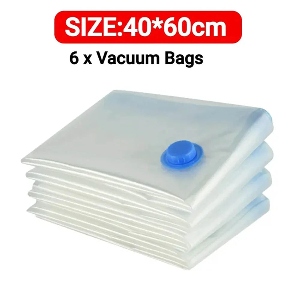 Reusable Vacuum Storage Bags with Hand Pump Space Saving Compression Organizer