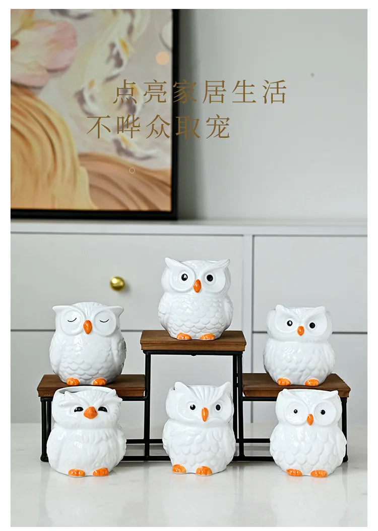 Mini Cute Owl Bonsai Ceramic Succulent Flower Pot