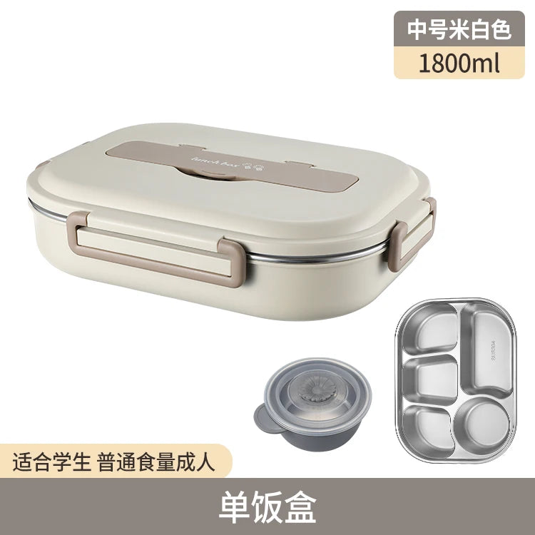 Stainless Steel Kids Lunch Box Compartment Bento Container Insulated Food Storage with Bag for School