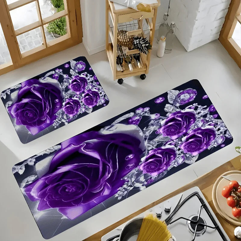 Autumn Maple Leaf Floor Rug Waterproof Anti Slip Kitchen Bathroom Door Mat Durable Easy Clean Carpet