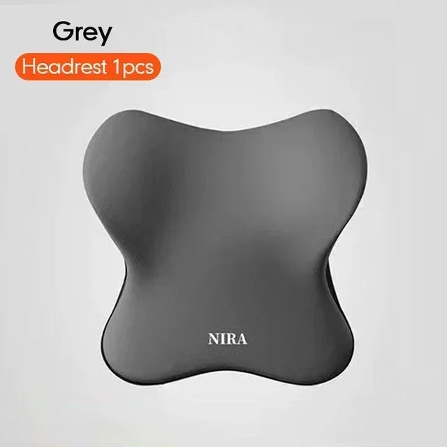 Memory Foam Car Lumbar and Neck Support Cushion Set Ergonomic Back and Headrest Pillow