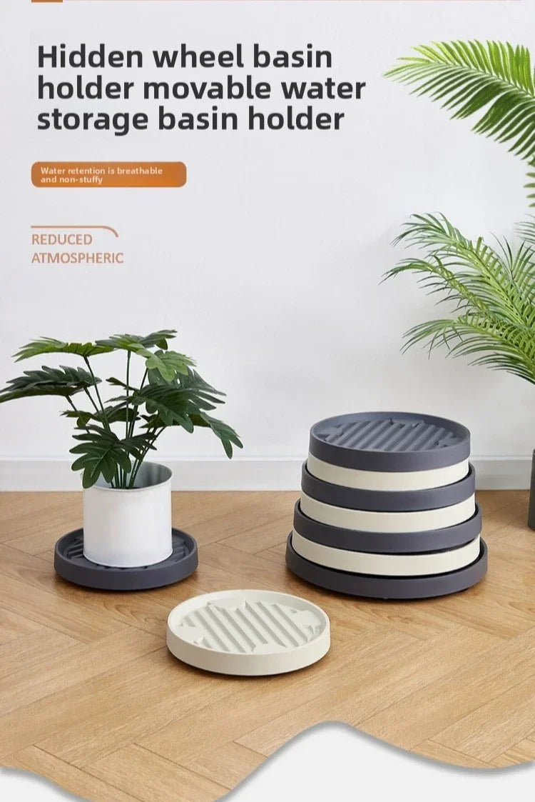 ABS Thicken Flowerpot Tray Bottom Pad Plastic Stable Universal Mobile Tray Universal Wheel Bottom Support Flowerpot Base Garden