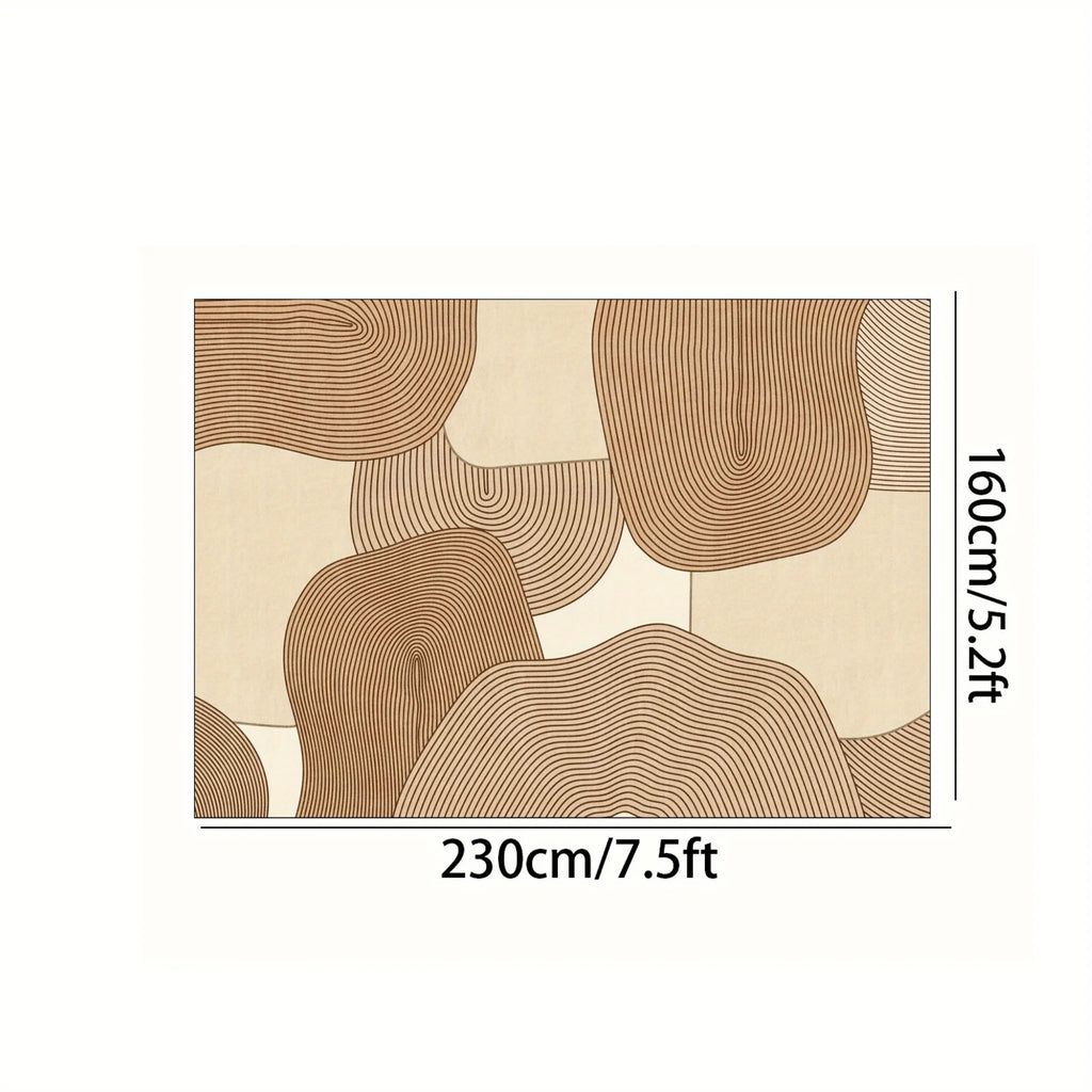 Cream Style Living Room Carpet Soft Modern Geometric Rug Non Slip Easy Clean Bedroom Office Floor Mat