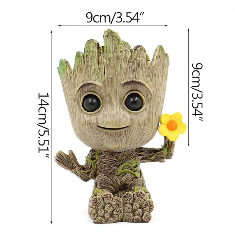 Mini Groot Figurine Home Decor Cartoon Tree Man Desk Ornament Creative Plant Holder Gift