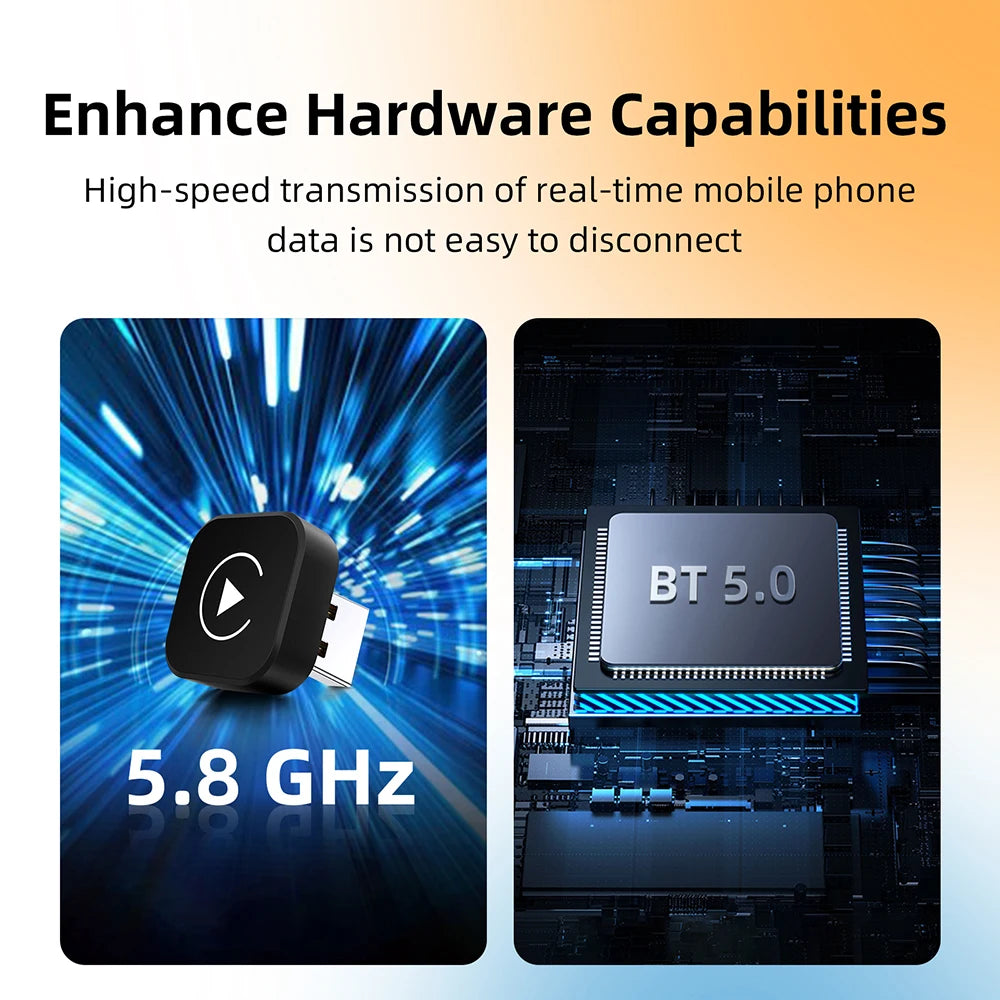 2 in 1 Wireless CarPlay and Android Auto Adapter Plug and Play Smart Car Dongle