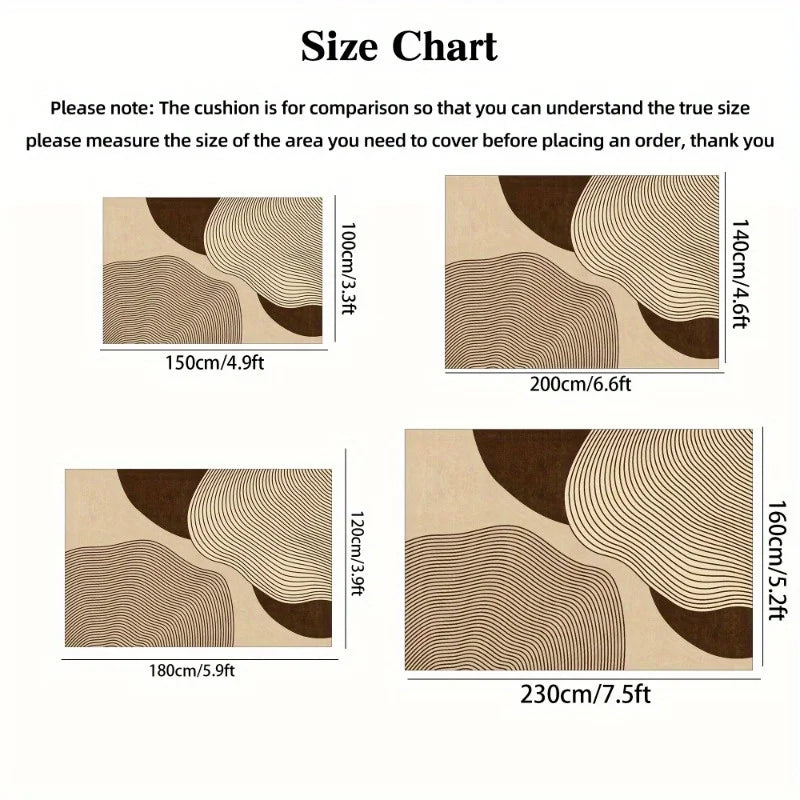 Cream Style Living Room Carpet Soft Modern Geometric Rug Non Slip Easy Clean Bedroom Office Floor Mat