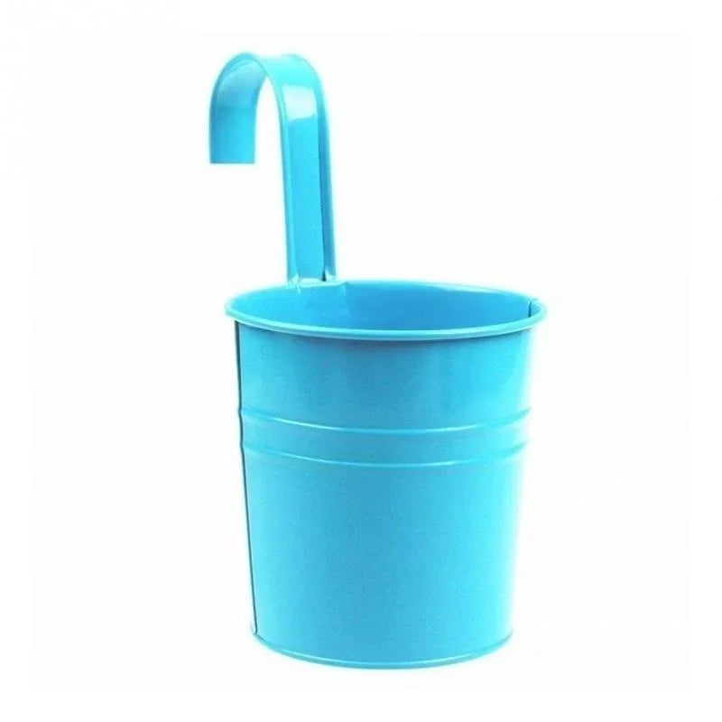 Hanging Metal Wall Flower Pot with Hook – Decorative Iron Balcony & Garden Planter