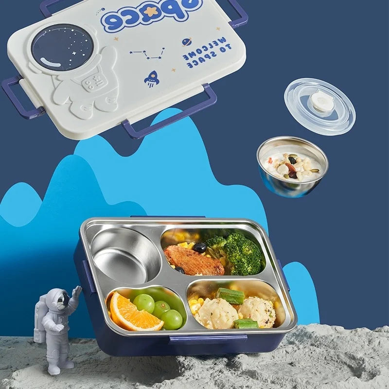 Food-grade stainless steel lunch box, student compartment plate, kids insulated bento box, kindergarten plate