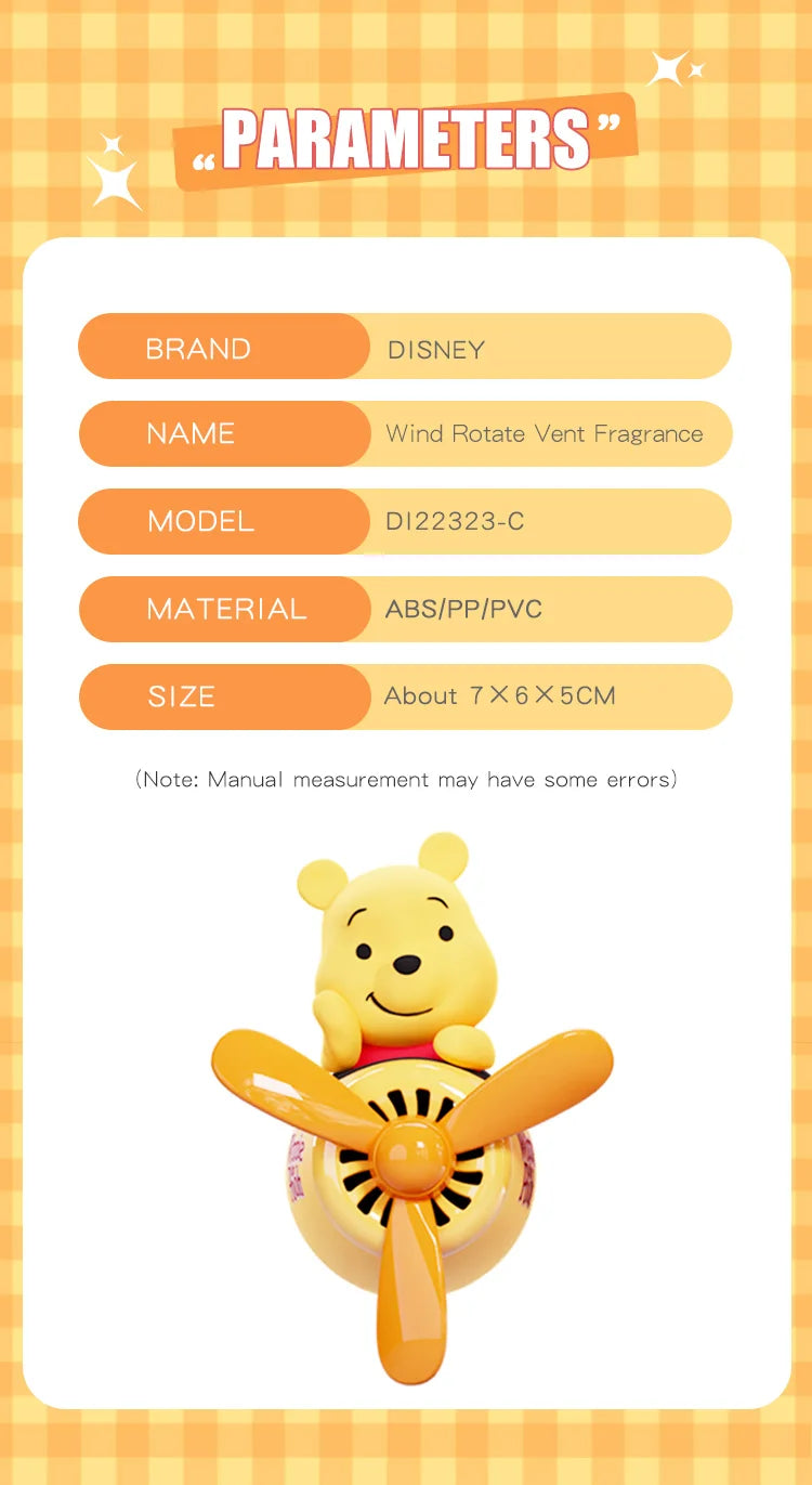 Winnie the Pooh Pilot Car Air Freshener Cute Cartoon Vent Clip Fragrance Diffuser Interior Decoration