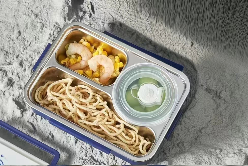 Food-grade stainless steel lunch box, student compartment plate, kids insulated bento box, kindergarten plate