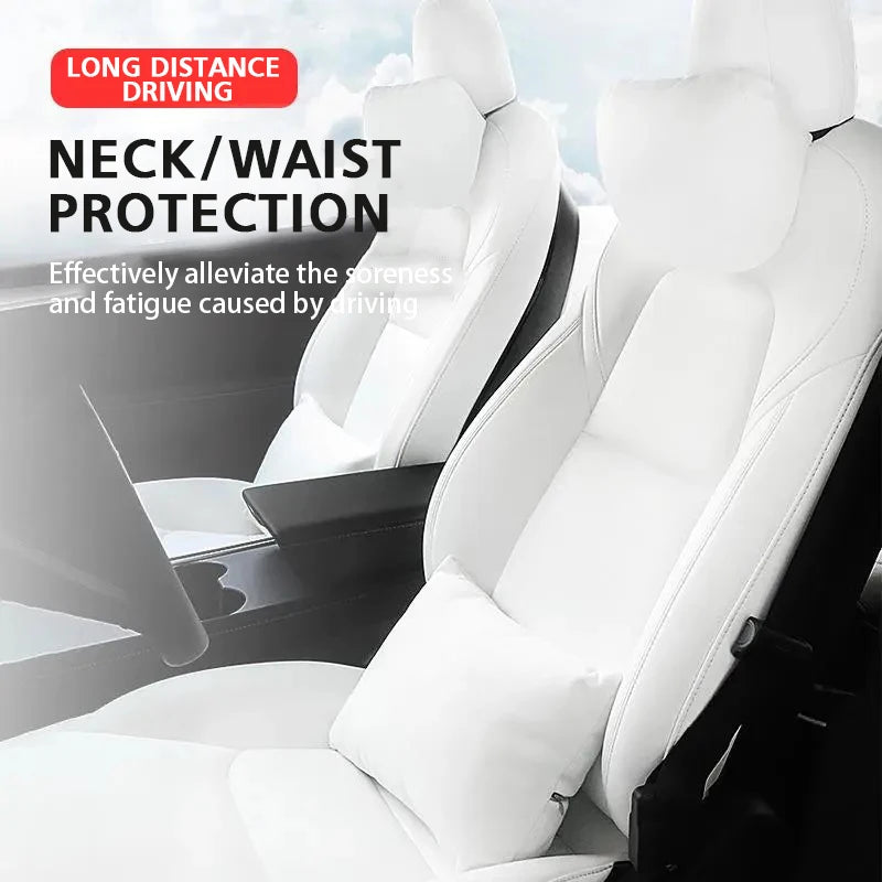 For Tesla Model 3 Y Car Neck Pillow Protective Lumbar Back Support Flocking High-Quality Headrest Lumbar Car Accessories