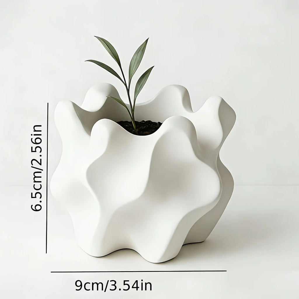 Modern Retro Geometric Indoor/Outdoor Planter Pot with Drainage Hole - Irregular Shaped Plant Pot,Suitable for Succulents