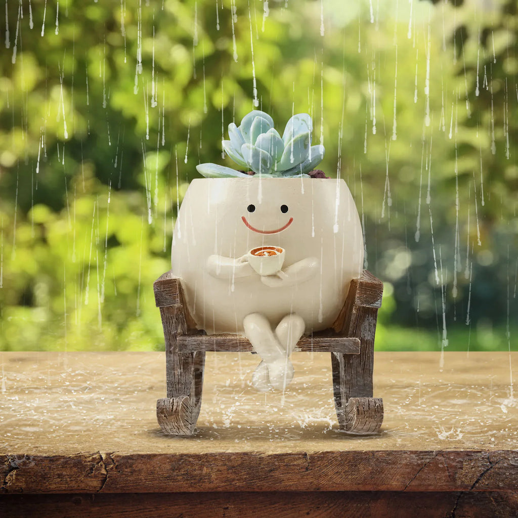 Smile Face Planter for Indoor Plant Rocking Chair Plant Pot with Drainage Hole Funny Small Pot for Indoor Outdoor Home Decor New