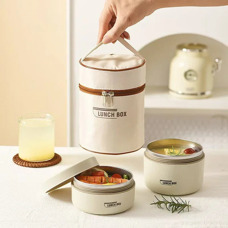 304 Stainless Steel Insulated Lunch Box Stackable Leakproof Bento Container Microwave Safe Food Storage