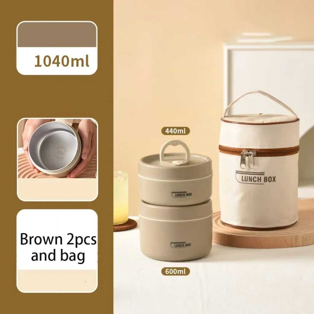 304 Stainless Steel Insulated Lunch Box Stackable Leakproof Bento Container Microwave Safe Food Storage