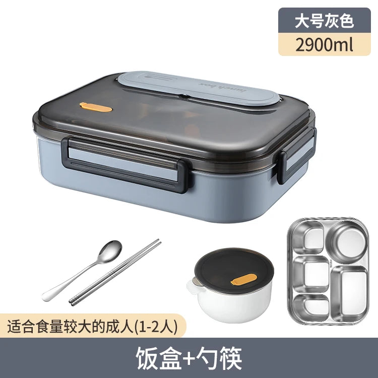 Stainless Steel Kids Lunch Box Compartment Bento Container Insulated Food Storage with Bag for School