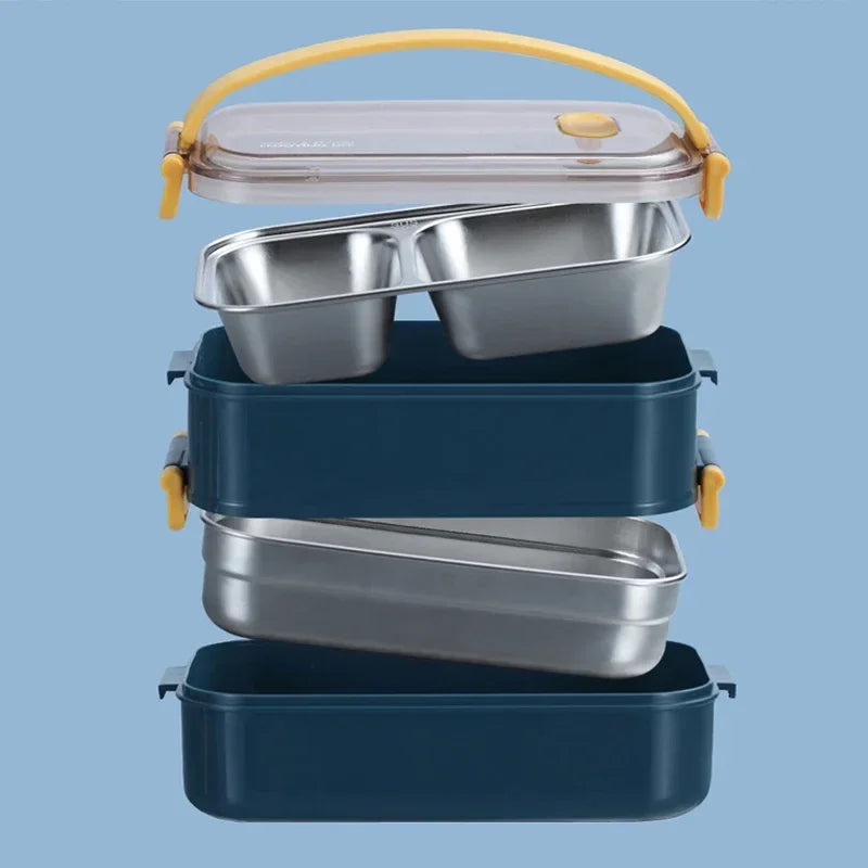 304 Stainless Steel Thermal Lunch Box Single Double Layer Bento Food Container Leakproof Office School Use