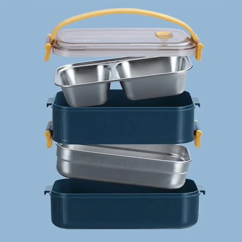 304 Stainless Steel Thermal Lunch Box Single Double Layer Bento Food Container Leakproof Office School Use