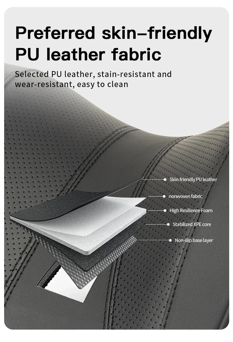 Leather Car Headrest Pillow Memory Foam Neck Support Cushion Adjustable Auto Accessory