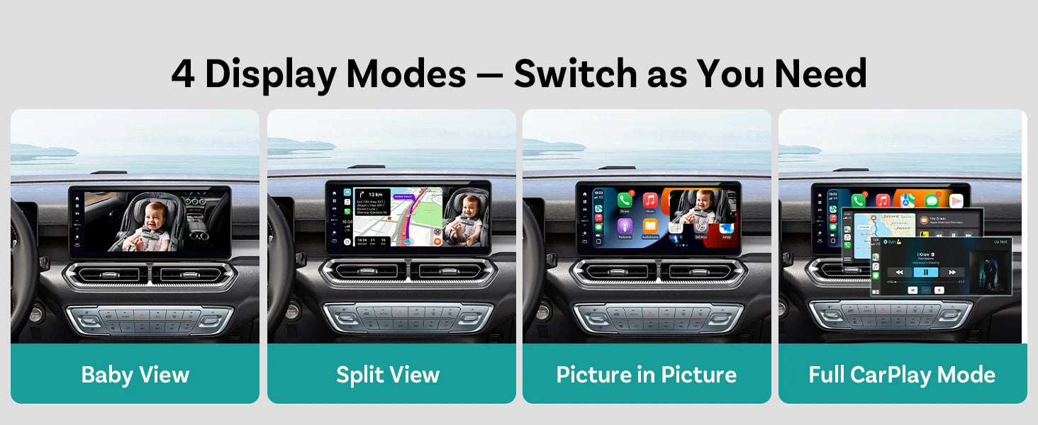 Ottocast Cabin Care Wireless CarPlay Baby Camera 1080P HD Backseat Monitor with Night Vision