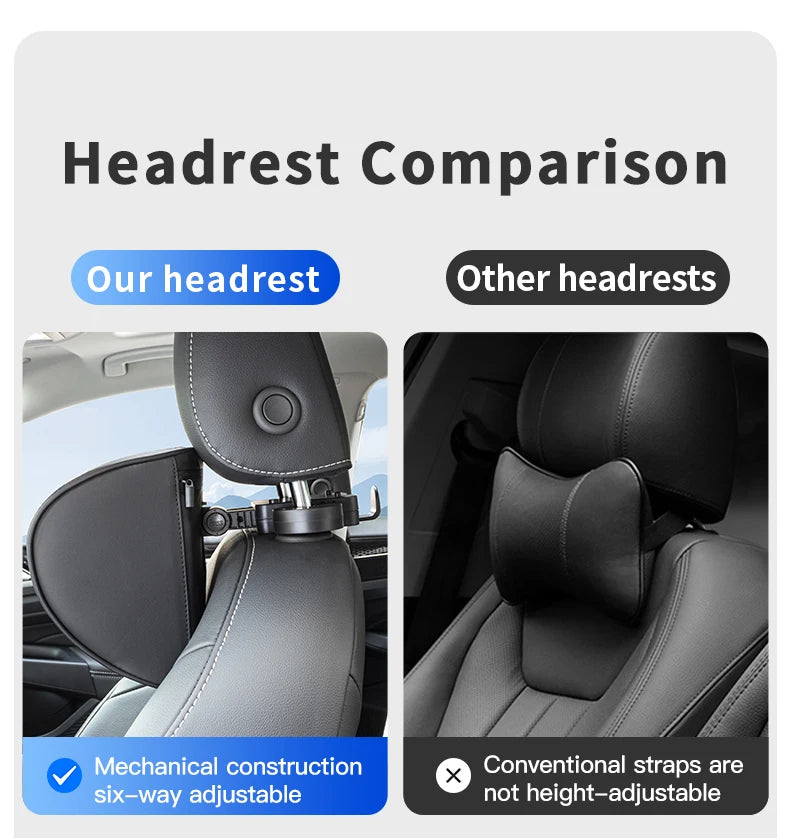 Leather Car Headrest Pillow Memory Foam Neck Support Cushion Adjustable Auto Accessory