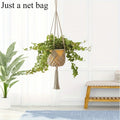 1pc Boho Macrame Plant Hanger for Indoor Outdoor Hanging Succulents Cotton Rope Woven Hanging Basket with Net Pouch