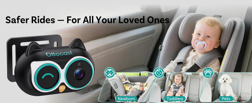 Ottocast Cabin Care Wireless CarPlay Baby Camera 1080P HD Backseat Monitor with Night Vision
