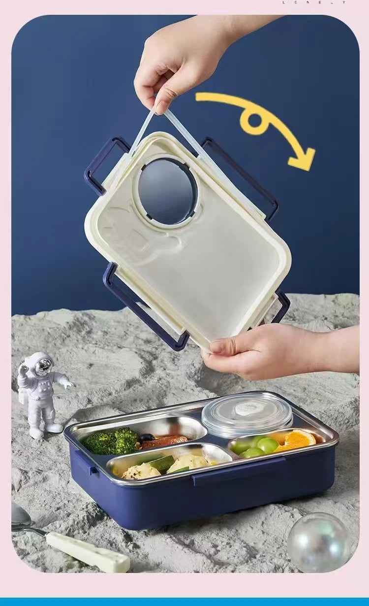 Food-grade stainless steel lunch box, student compartment plate, kids insulated bento box, kindergarten plate